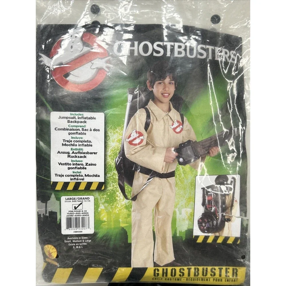 Ghostbusters Costume Jumpsuit Inflatable Backpack Child Large 12-14 Halloween